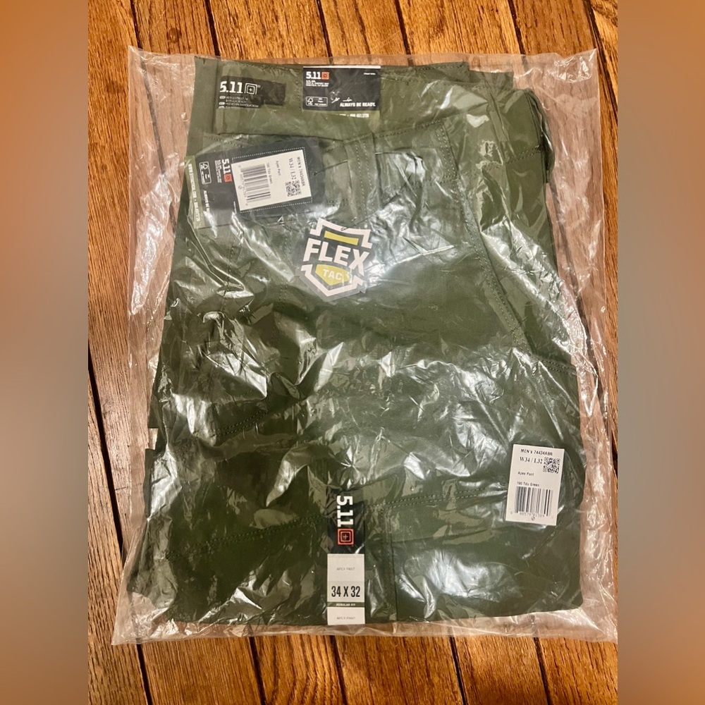 NWT 5.11 Tactical Apex pants 34/32 TDU Green regular fit.